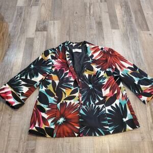 Erin London m/l womens floral 3/4 sleeve open front blazer jacket
